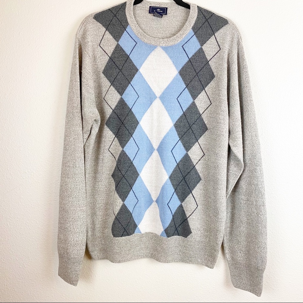 Dockers Argyle Soft Sweater Blue Gray Size L